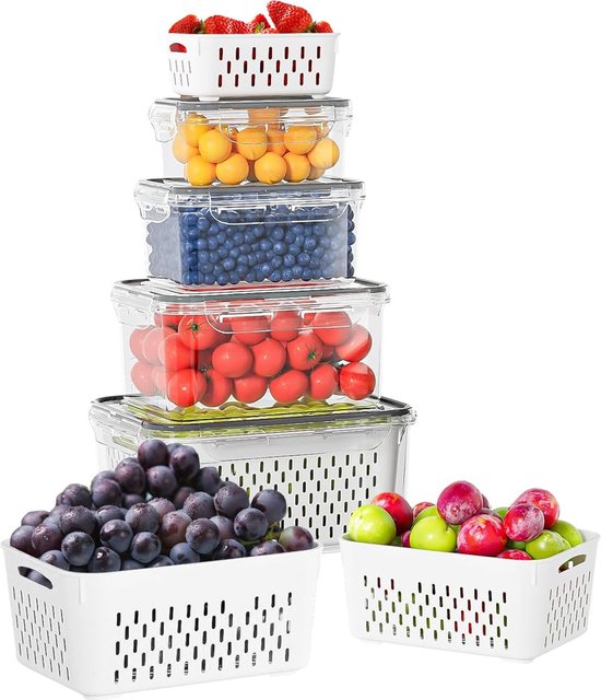 Set van 4 Opbergcontainers met Vacuüm Deksel - BPA-vrij, Magnetron- en