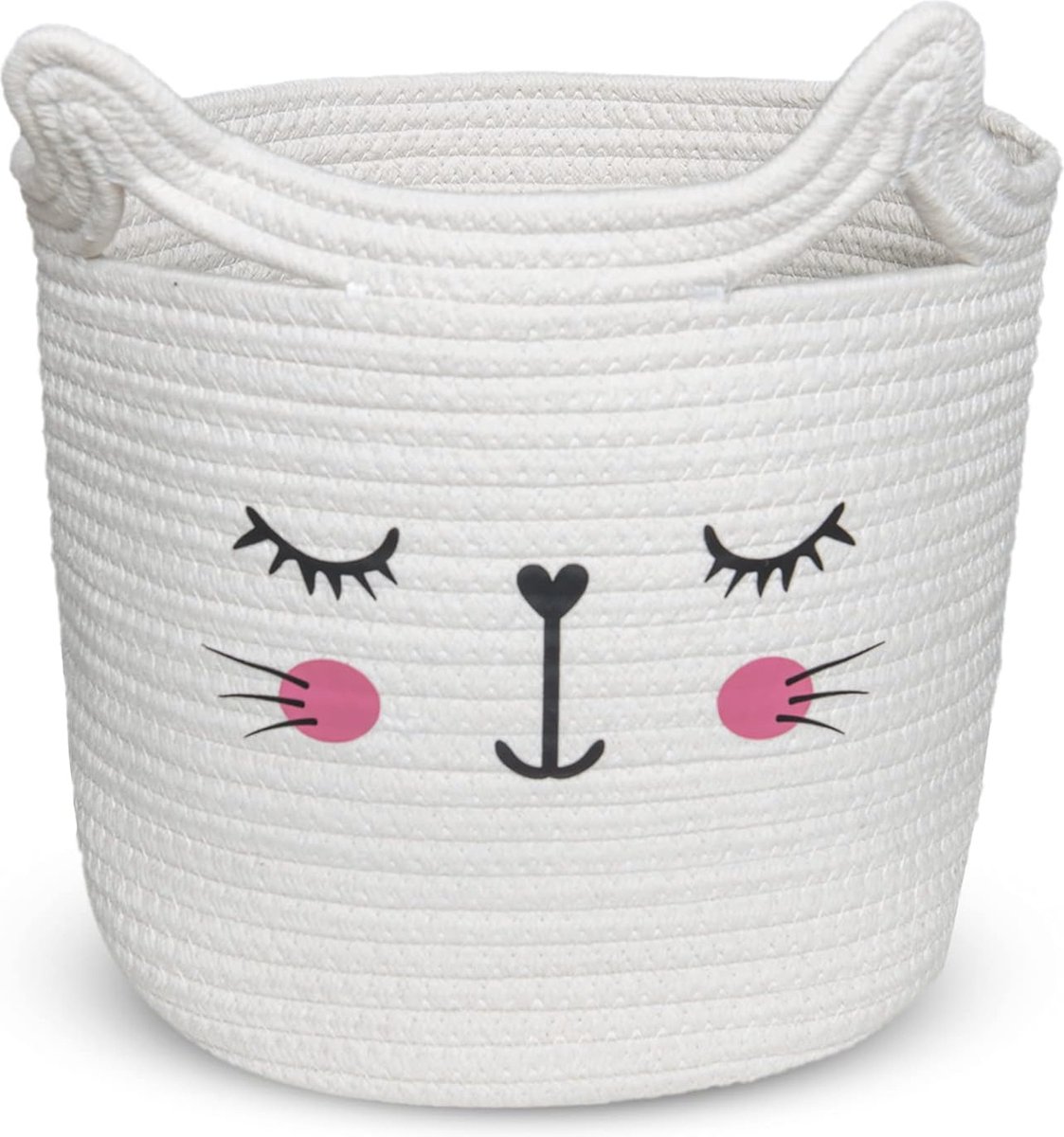 Goedkoopste Opbergmand voor Kinderen - Katoenen Gevlochten Mand voor Babyspeelgoed - Opvouwbaar en Decoratief - Klein - Wit en Beige