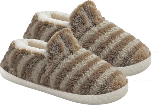 Latona Blanket® Pantoufles femme - Pantoufles femmes femme - Teddy mid - Marron - Taille 37/38