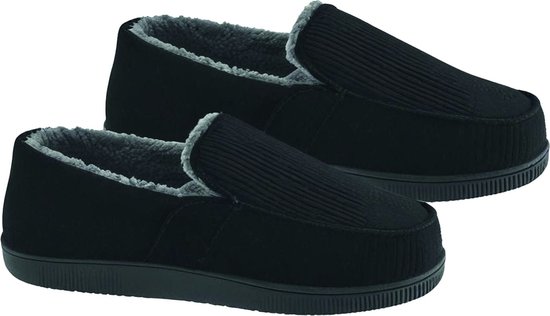 Latona Blanket® Sloffen heren - Pantoffels heren - Rib laag - Zwart - Maat 43/44