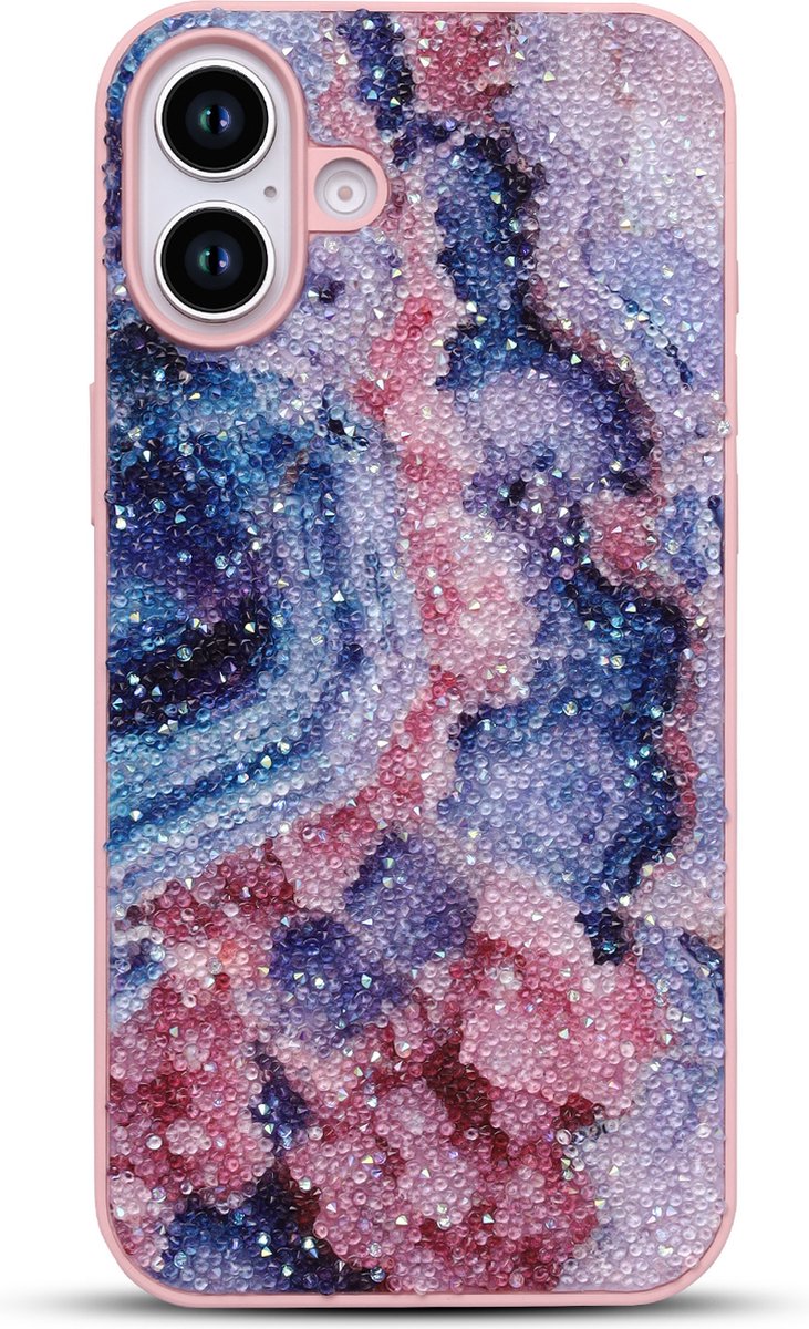 Casemania Hoesje Geschikt voor Apple iPhone 16 - Nova - Diamant Marmer Glitter Back Cover