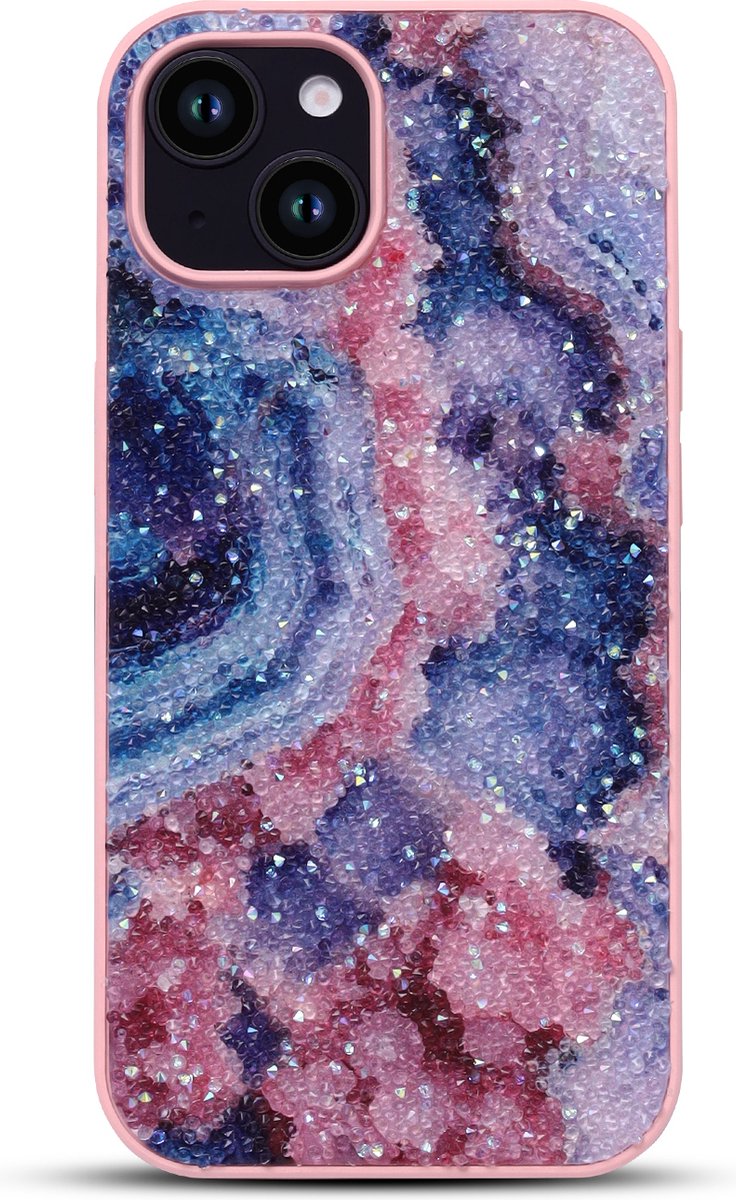 Casemania Hoesje Geschikt voor Apple iPhone 12 - Nova - Diamant Marmer Glitter Back Cover