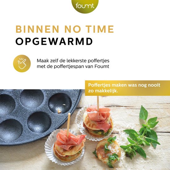 Ocina Poffertjespan Set 19 Poffertjes - Poffertjesmaker Inductie - Poffertjesplaat - Incl. Doseerfles - 6 Vorkjes en Hitte Bestendige Wanten - Gietijzeren Pan - Gratis receptenboek