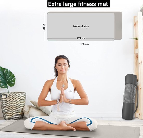 Antislip Yogamat - Fitnessmat voor Pilates, Gymnastiek en Aerobics, 183 cm x 61 cm x 0,6 cm, Gevoerd en Inclusief Draagtas van Joyletics — afbeelding 3