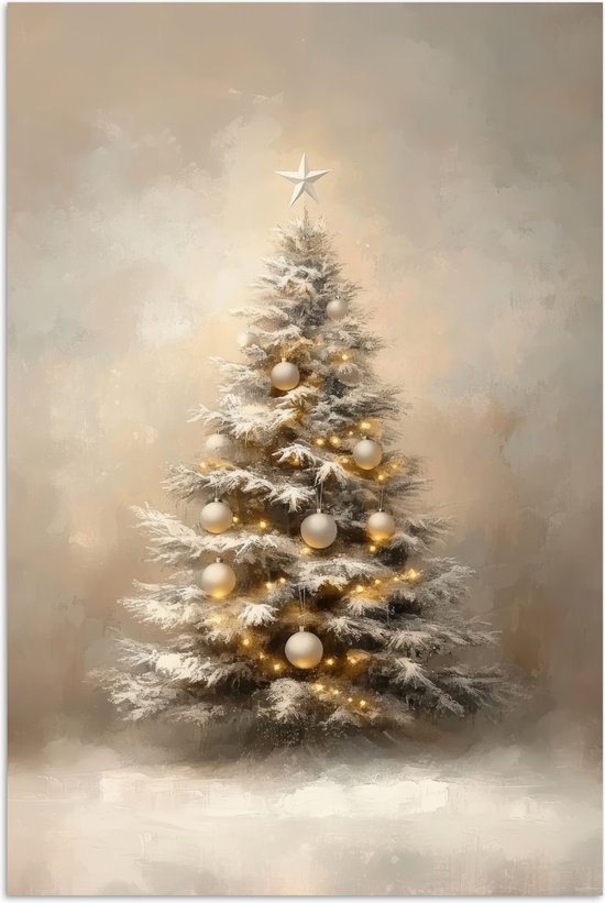 Poster 20x30 cm - Kerst - kerstboom - Sneeuw - Art - Posters - Kamer decoratie - Wanddecoratie woonkamer - Muurdecoratie slaapkamer - Kerstversiering - Kerstdecoratie voor binnen - Kerstmis