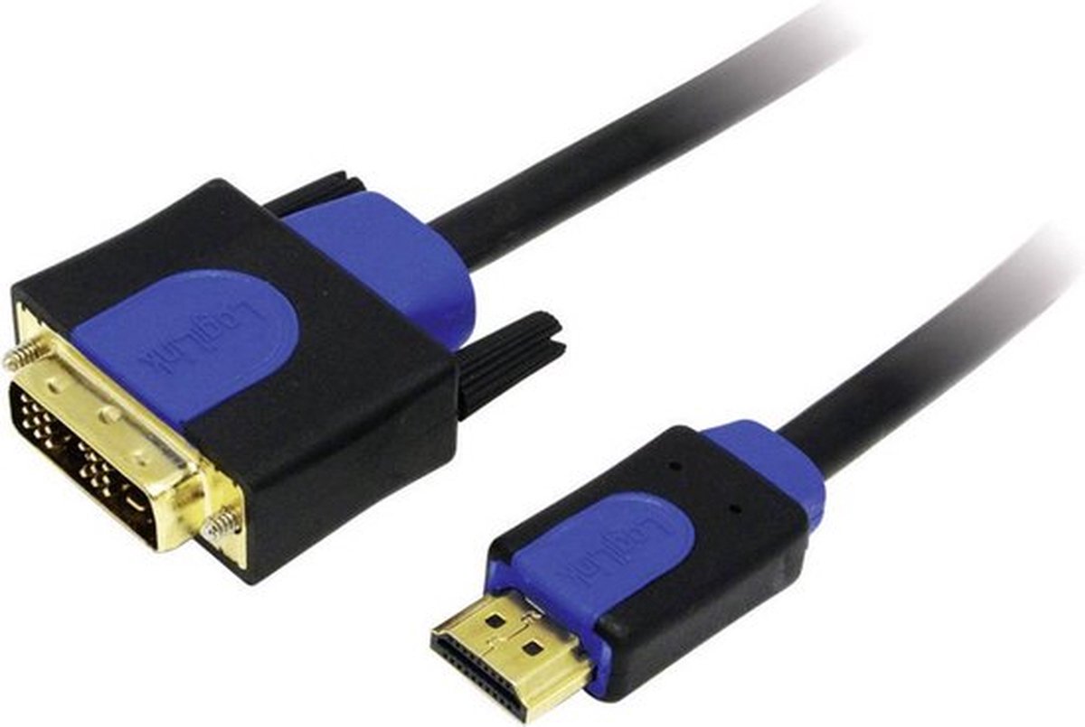 LogiLink CHB3103 video kabel adapter  DVI- HDMI zwart/blauw 3m