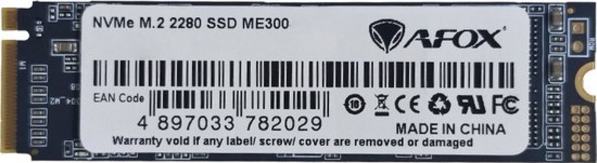 AFOX M.2 NVMe SSD - 512GB - PCIe Gen4 x4 - Leessnelheid 2500 MB/s - Schrijfsnelheid 1500 MB/s - 3D TLC - M.2 2280