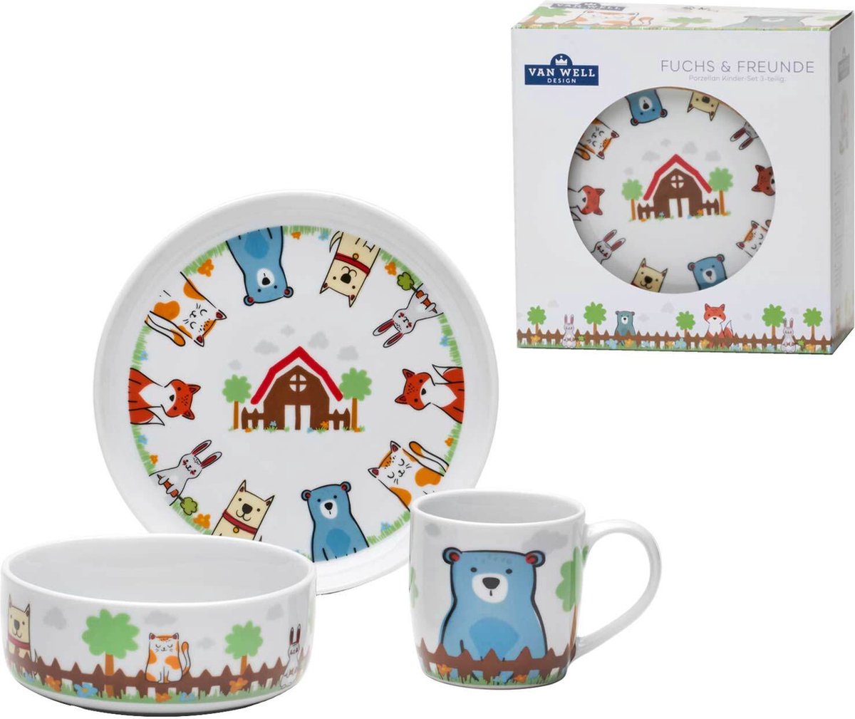 Kindergeschirr Set Fuchs und Freunde Set van 3