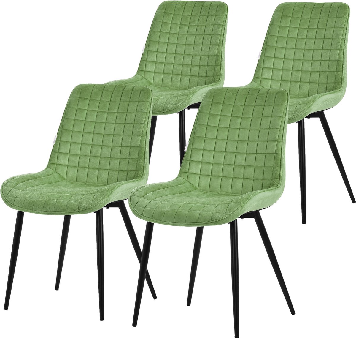 ml-design eetkamerstoelen set van 4, salie, fluwelen zitting met zwarte metalen poten, keukenstoelen met rugleuning, woonkamerstoelen, gestoffeerde stoelen voor eetkamer keuken gestoffeerde fauteuils