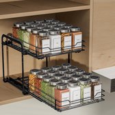 Étagère à épices extensible pour armoire de cuisine avec hauteur réglable et double niveau