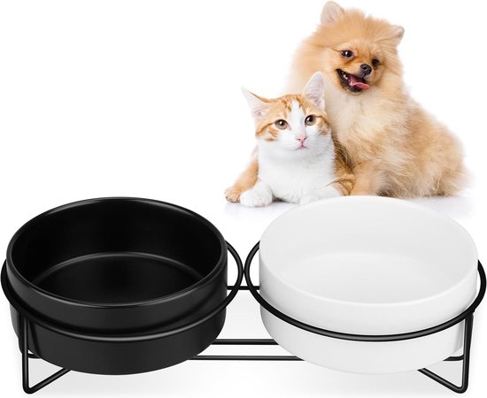 SPUNKYJUNKY Keramische hondenbak 2-delige set voederbakken voor katten