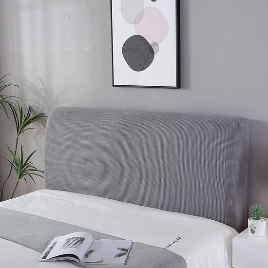 Housse Élastique et Lavable pour Tête de Lit - Grijs, 180 cm, Design Uni