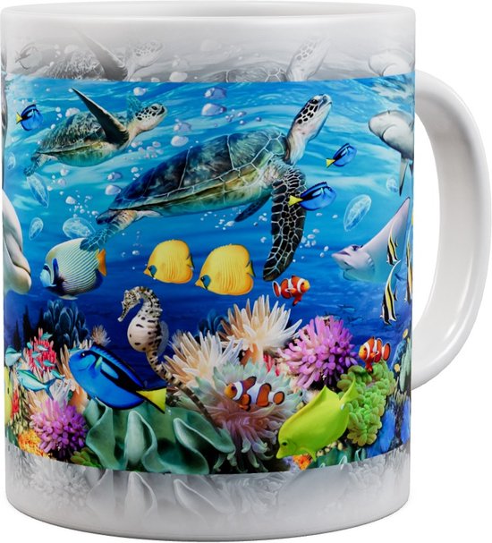 Pêche Dauphins Tortues Sous-Marines - Mug 440 ml