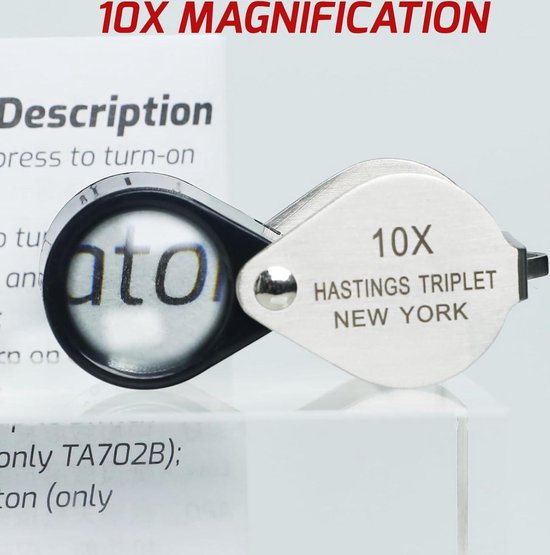 Qusedwey Hastings Triplet Loupe 10x Opvouwbare Tiny