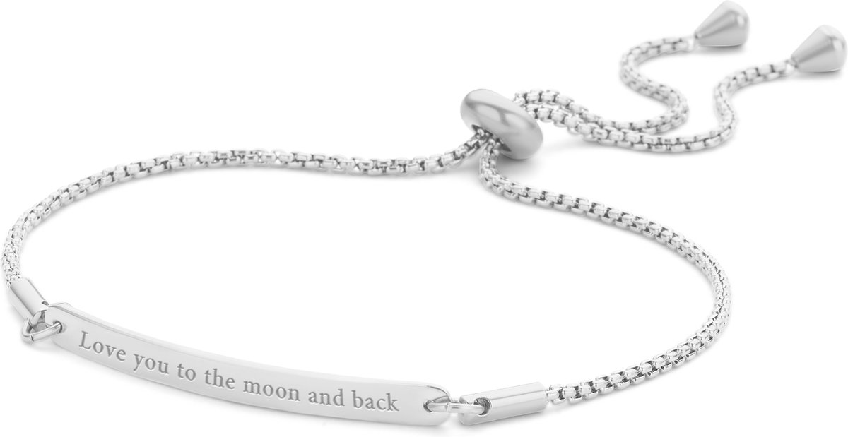 Special Moments 8KM-BC0077 Stalen armband - LOVE YOU TO THE MOON AND BACK - One Size - Zilverkleurig