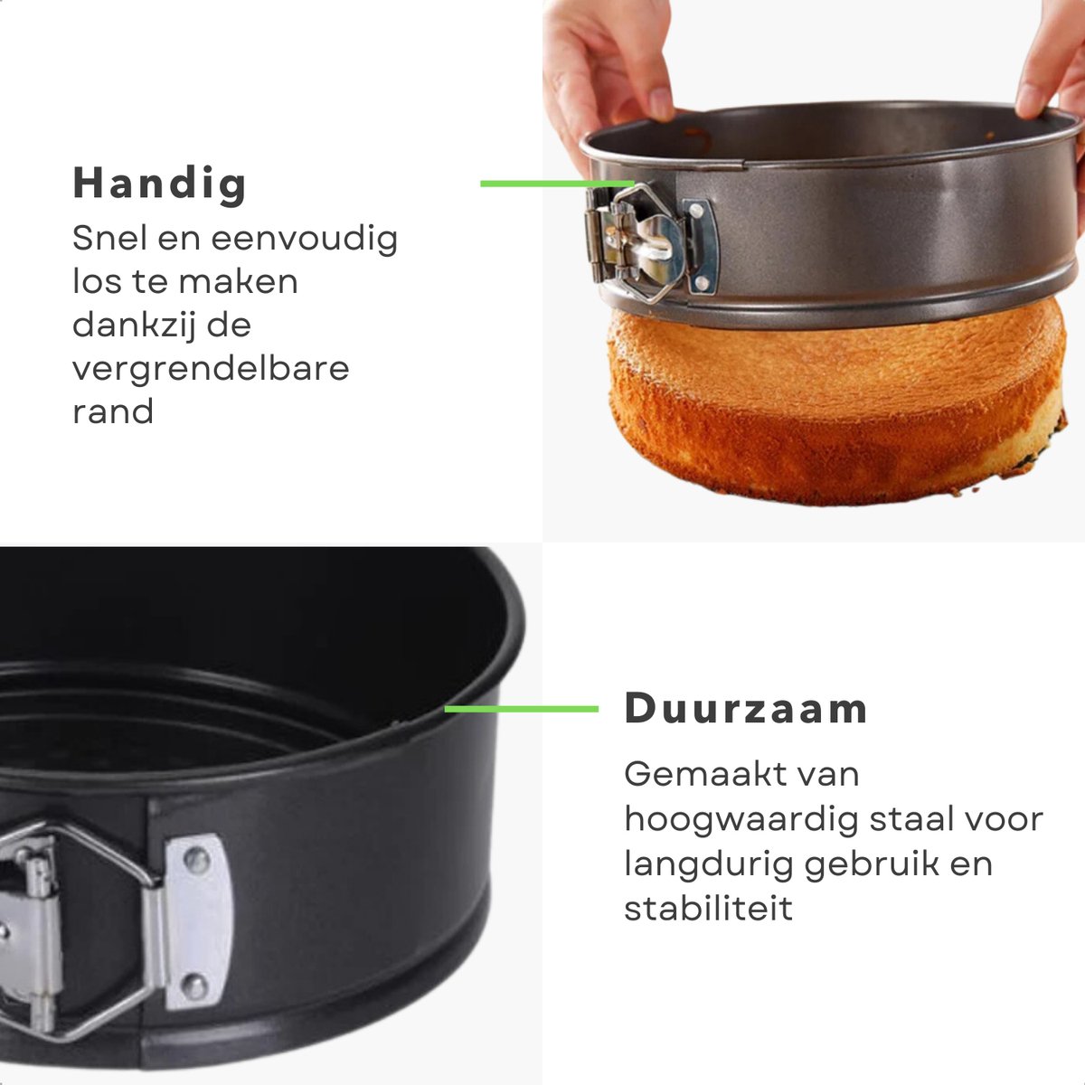 Springvorm Set 3-Delig - Ovenbestendig - Hartvormig en Ronde Bakvormen - Bakvorm set - Springvorm - Cakevorm - Bakvormen - Hartjes Taartvorm - Zwart - Inclusief EBOOK – foto 4