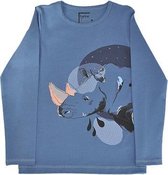 HEBE - shirt - lange mouwen - neushoorn - blauw - Maat 98/104