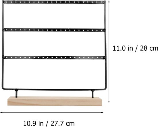 FINGERINSPIRE Set van 3 gouden metalen T-vormige oorbelstandaard met houten basis - Voor fotografie accessoirewinkel - Gouden ronde basis, hoogte 160 mm, 140 mm en 117 mm