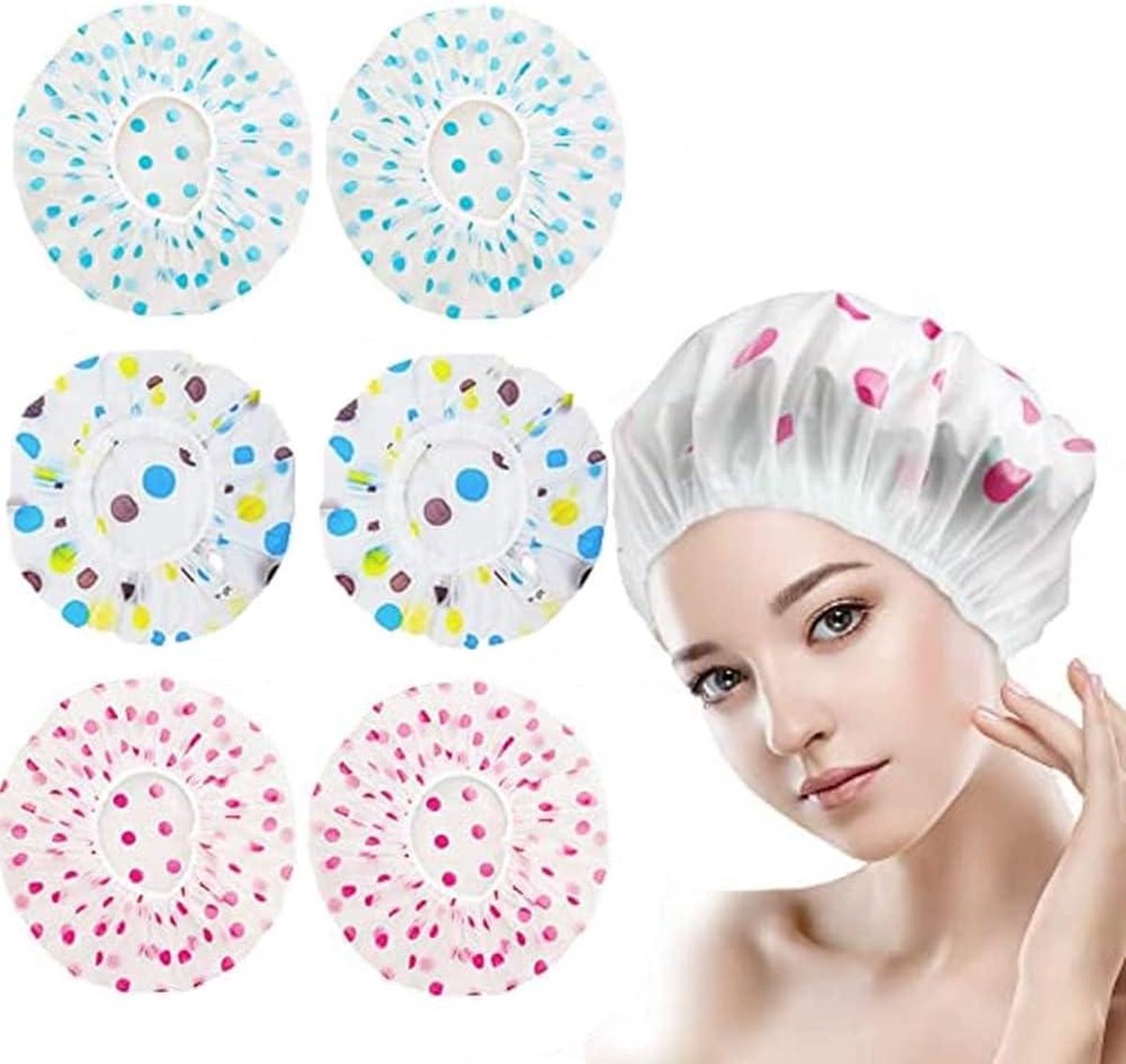 Goedkoopste 6 stuks herbruikbare elastische douchekappen - meisjes - kunststof - dames - douche spa salon - hoofdgebruik