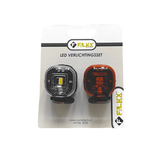 Falkx LED fietsverlichting set - siliconen - zwart - 100 lumen - 22.2-31.8 mm - incl. batterijen — afbeelding 3