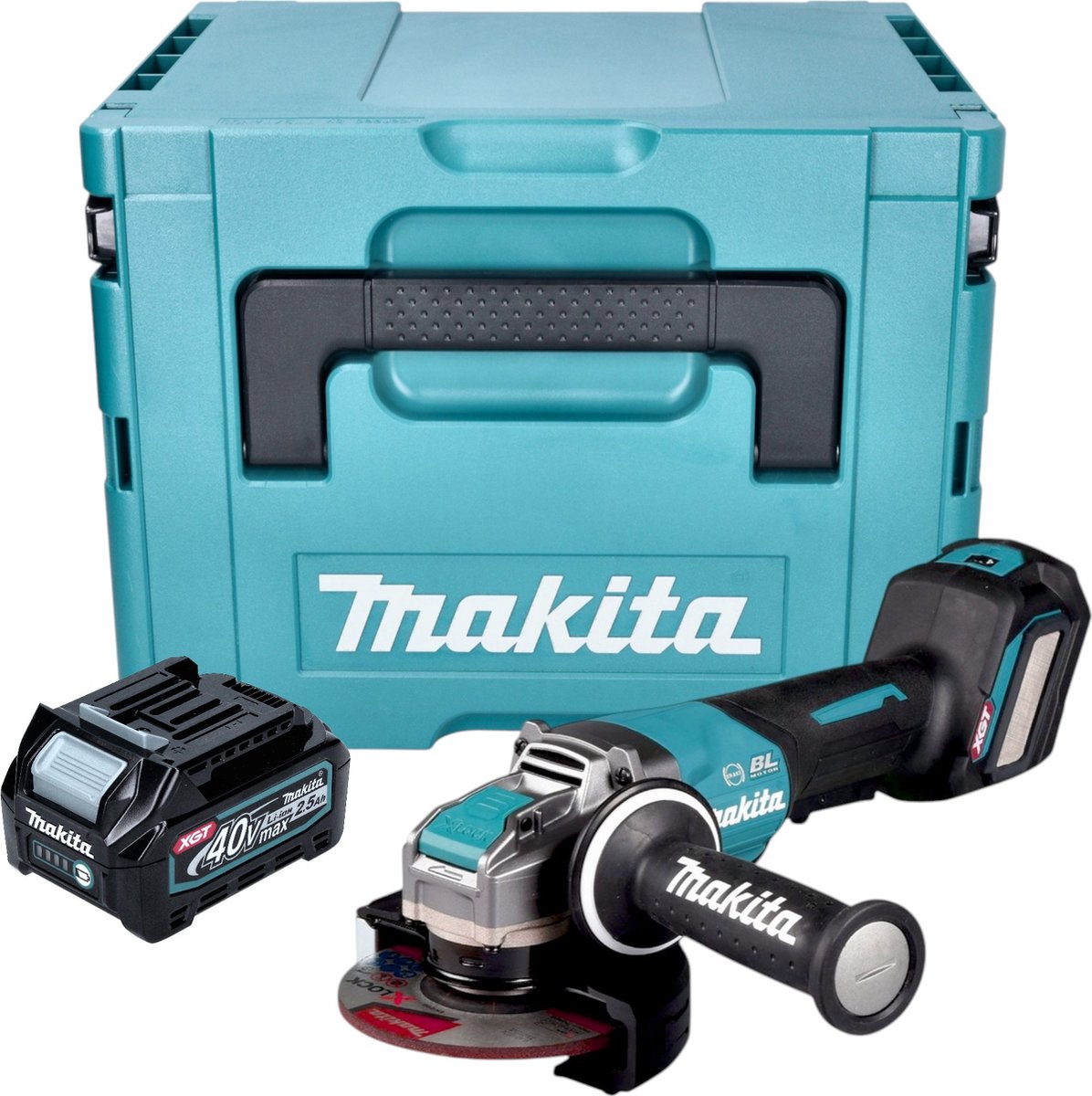 Makita GA 044 GD101 Accuslijper 40 V max. 125 mm X-LOCK Brushless + 1x accu 2,5 Ah + Makpac - zonder lader