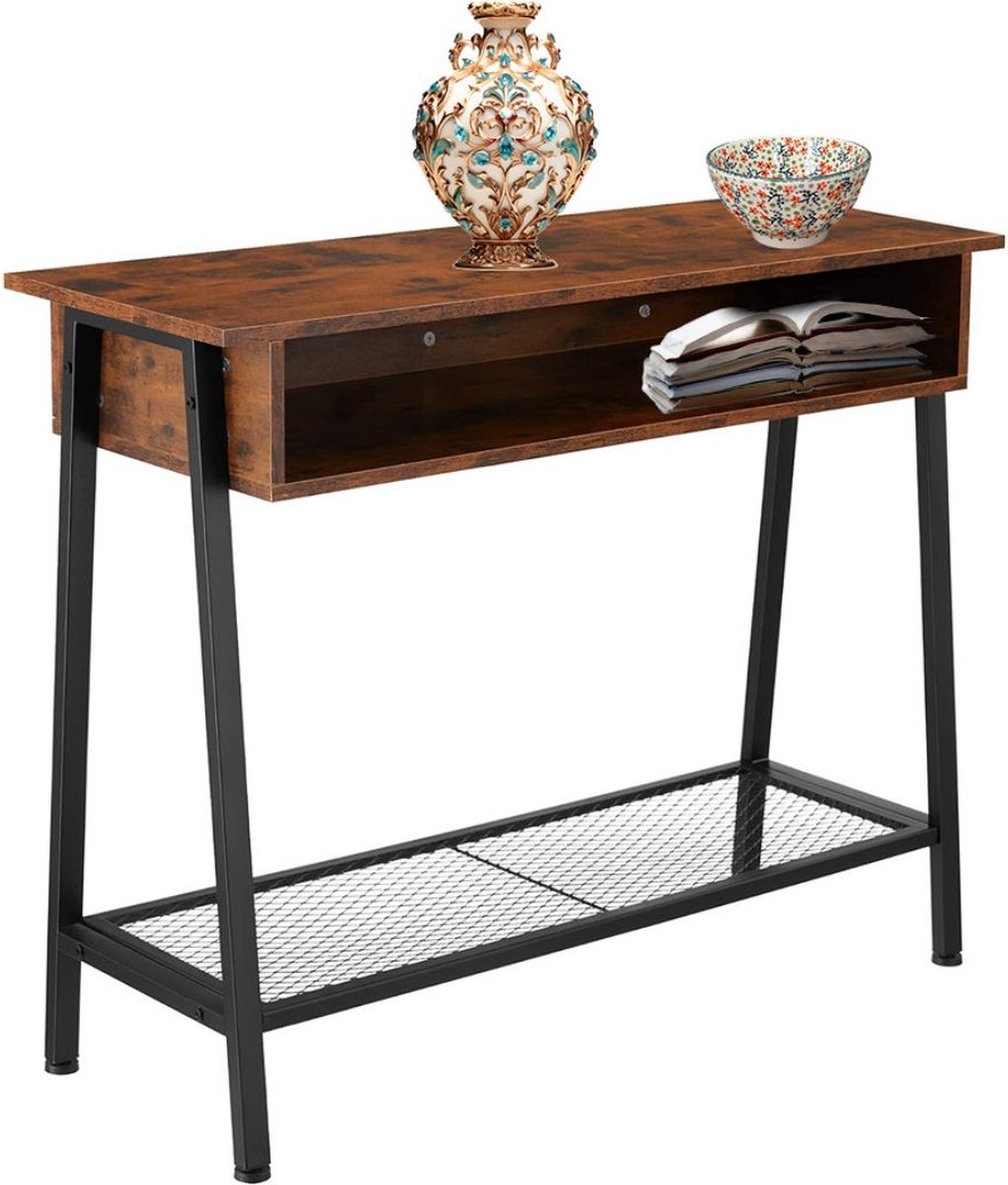 ApexArte® Wandtafel - Dressoir Kasten - Haltafel - Donker Bruin - Industrieel