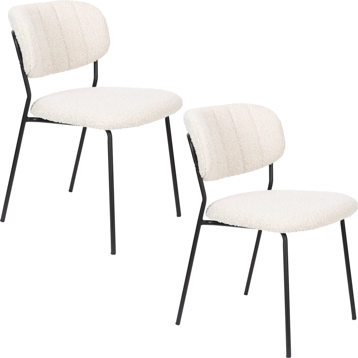 Housecraft Living Jolien Eetkamerstoelen Zwart/Bouclé - Set van 2