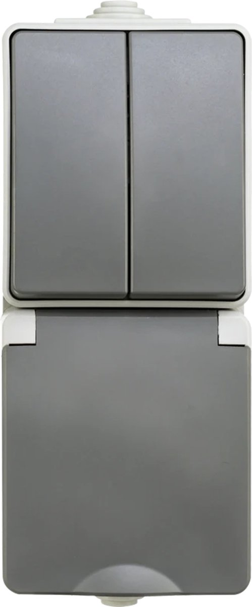 ION Industries - Combinatie spatwaterdicht - opbouw - serie - randaarde - verticaal - IP55 - grijs