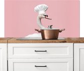 Spatscherm keuken 120x60 cm - Kookplaat achterwand Zwaan - Koksmuts - Mooi - Klassiek - Muurbeschermer - Spatwand fornuis - Hoogwaardig aluminium