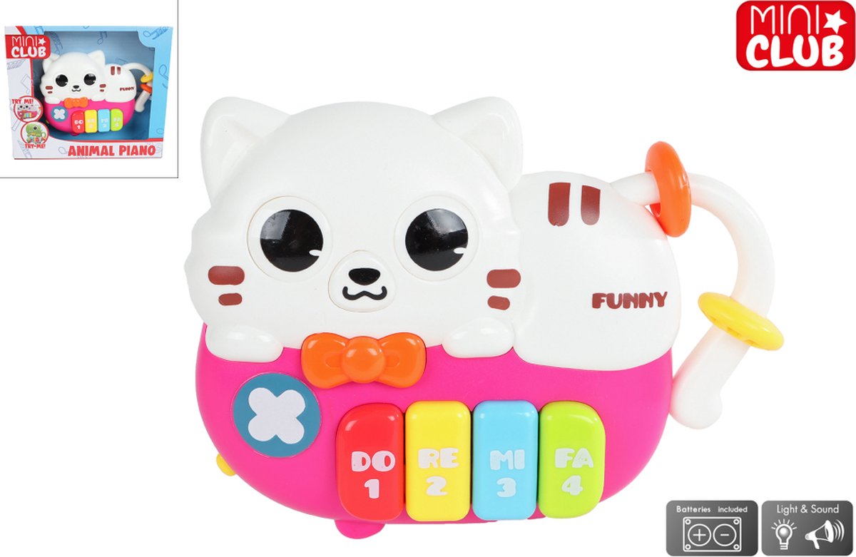 Poes dierenpiano met licht & geluid 15cm