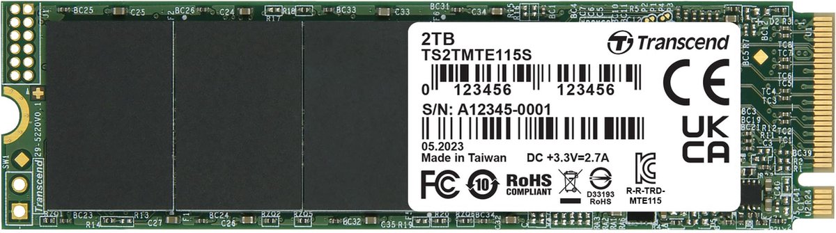 Transcend 115S M.2 2 TB PCI Express 3.0 3D NAND NVMe