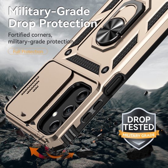Coverup Ring Kickstand Back Cover avec Shield De Caméra Adapté À La Coque Samsung Galaxy A35 - Or