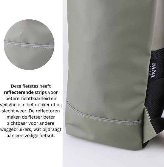 Fana Bags Rugtas & Fietstas in 1 Groen - Laptop Rugtas - Werktas/Rugzak - Enkele Fietstas - Laptop Rugzak van Fana Bags — afbeelding 5