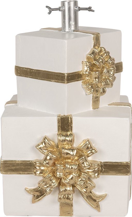 Clayre & Eef Kerstboom Standaard Cadeau 30x28x48 cm Wit Kunstleer Metaal