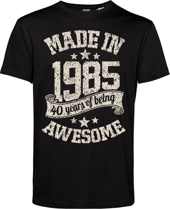 T-shirt Made in 1985 | 40 jaar shirt | verjaardag cadeau voor mannen | Zwart | maat XL