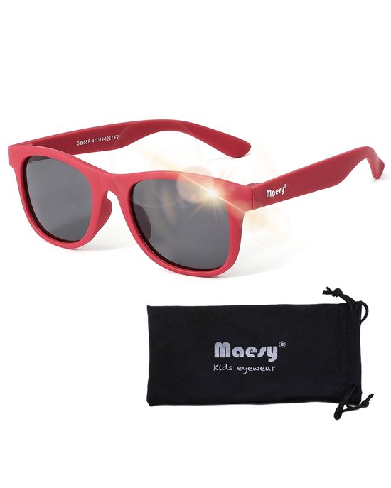 Maesy Lunettes de Soleil Kinder Lino - 3 à 6 ans - Souples - Protection UV400 - Lunettes de Soleil Enfant - Rouge