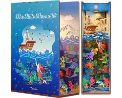 foto van Tonecheer The Little Mermaid Book Nook Bouwpakket - Modelbouw - 18,2 x 8 x 24,5 cm - Houten 3D Puzzel - Boekensteun - LED-licht - Bewegingssensor Licht - Boekenhouder