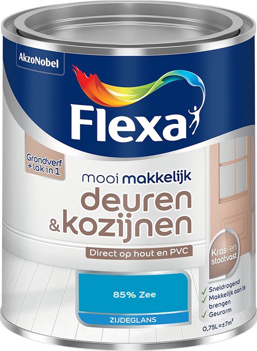 Flexa - Mooi Makkelijk Deuren & Kozijnen Zijdeglans - 85% Zee - Mengverf - 0.75 L