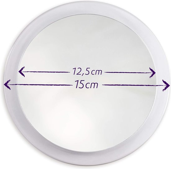 Miroir Maquillage Grossissement 5x Fantasia - 15 Cm Diamètre - Ventouse Murale - Acrylique Pour Maison Et Voyage