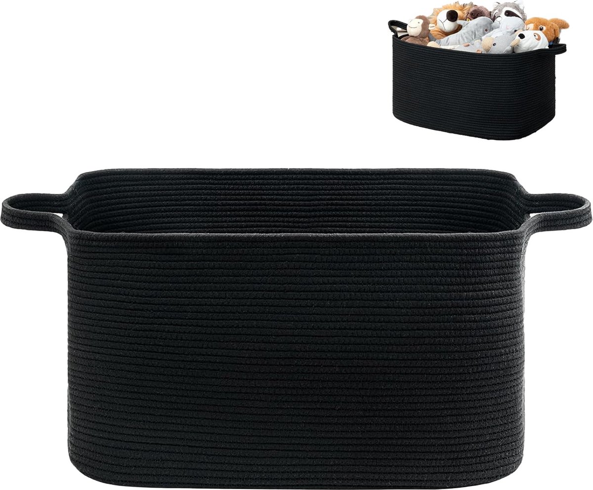 Goedkoopste JGS ® Opvouwbare Grote Opbergmand voor Speelgoed en Wasgoed in Neutrale Zwarte Kleur