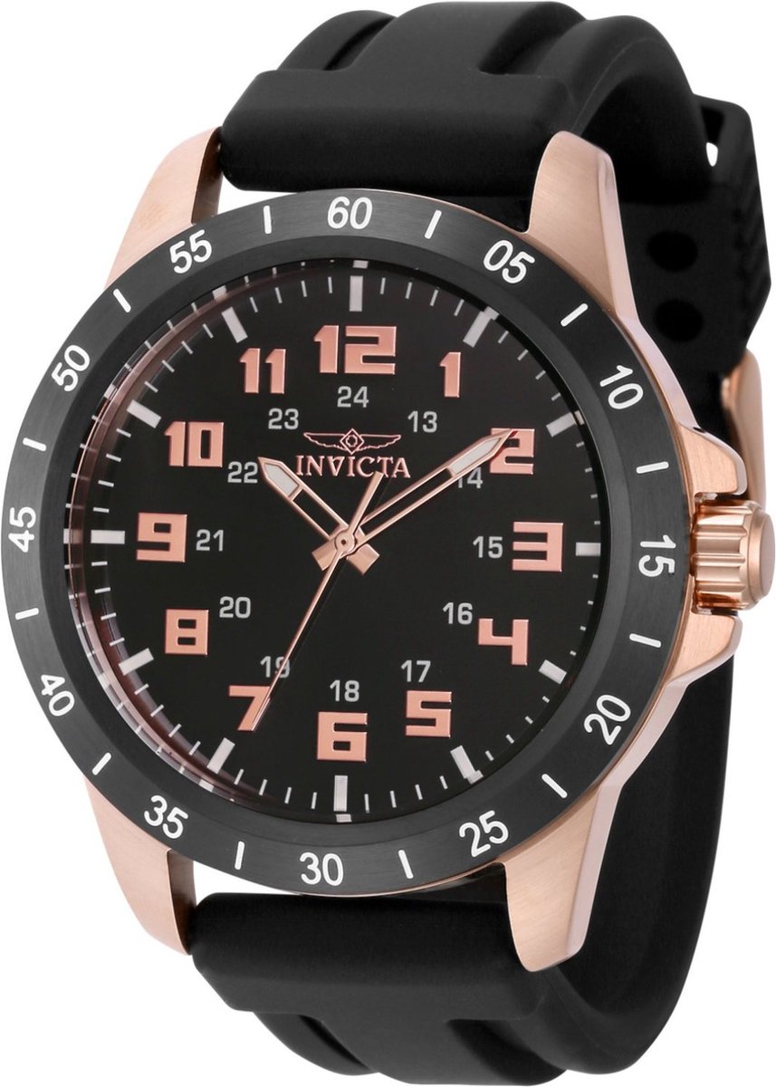 Invicta Pro Diver 40000 Heren Horloge - Waterdicht - Analoog - Quartz Uurwerk - Roestvrij Staal met zwarte Wijzerplaat - 45mm