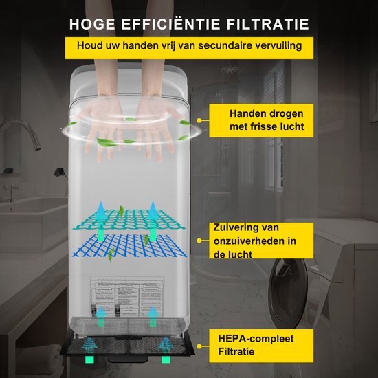 Jofel Optische handdroger met hoog vermogen, 10 seconden drogen (540 km