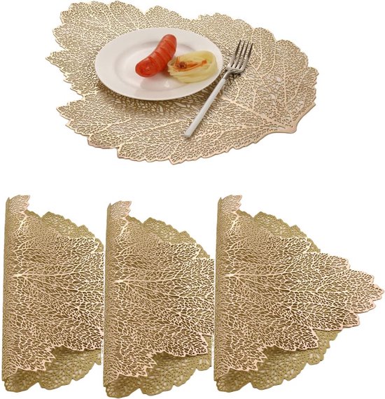 JGS ® Chique Set de quatre protège-tables de Luxe pour une décoration de table élégante en or