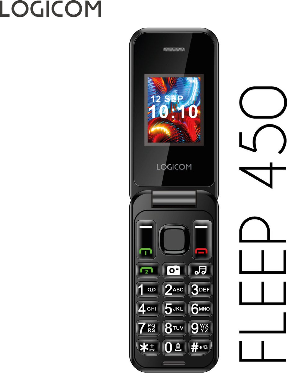 Logicom - Fleep 450 - klapbare telefoon - 4G - 128MB - Zaklamp - Zwart