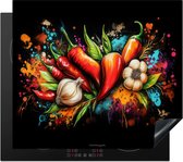KitchenYeah® Protection plaque induction 60x52 cm - Graffiti - légumes - peinture - coloré - Protege plaque de cuisson - Couvre plaque induction - Protecteur d'induction - Cuisine