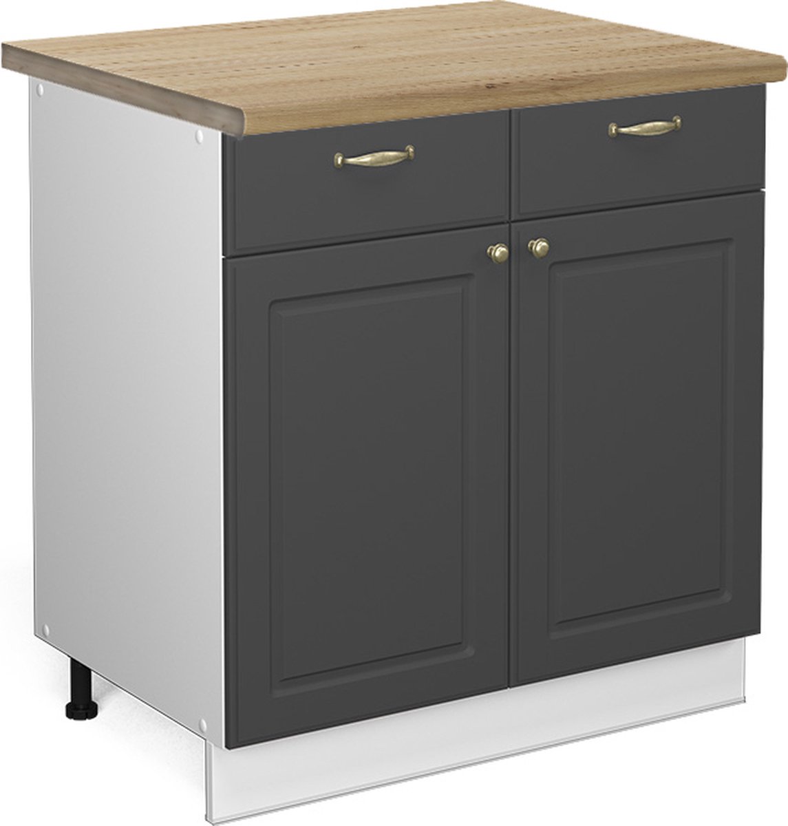 Vicco Fame-Line Keukenonderkast – 80 cm, WB Eik Antraciet-goud Anthrazit-Gold landelijk/Wit