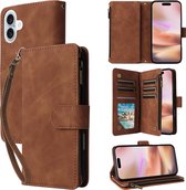Coque de téléphone de Luxe adaptée à Apple iPhone 16 Plus | Bookcase en cuir de haute qualité | Étui portefeuille en cuir | Apparence Luxe | Porte-cartes 6 pièces | Brun cognac