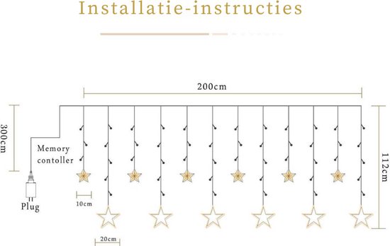 BLOOMWIN Lichtsnoer met sterren, kerstverlichting, warm wit