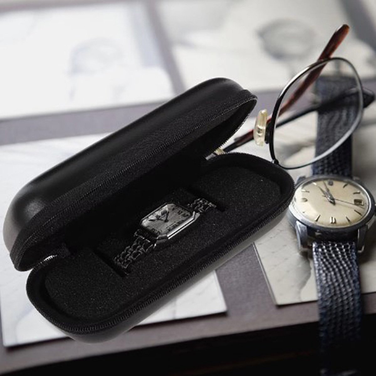 Actie4you® - Reis Etui - Voor Horloge - Universeel - Horloge Reishoes - Zwart