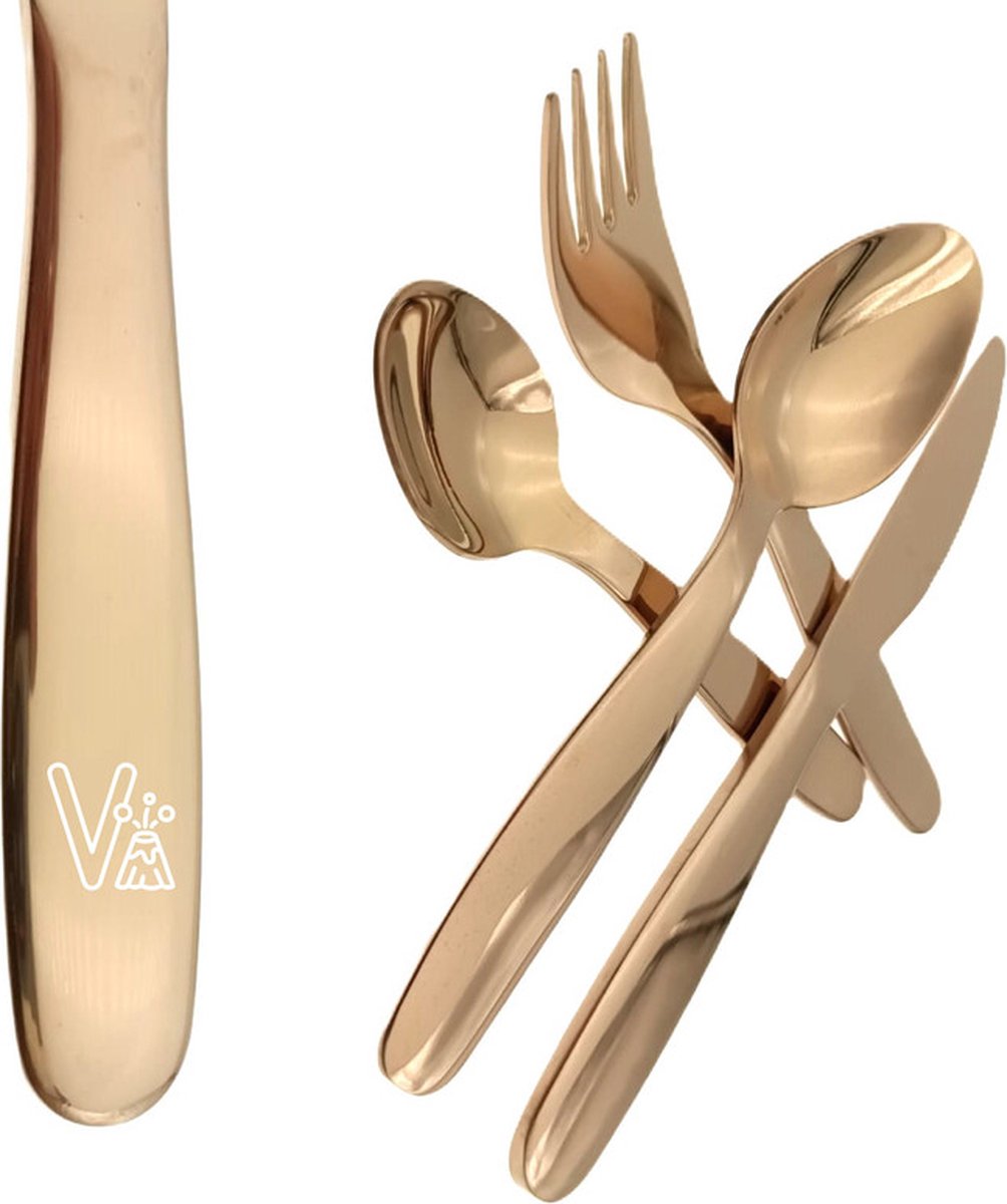 Goedkoopste Kinderbestek Met Gravering - Rosegoud - V